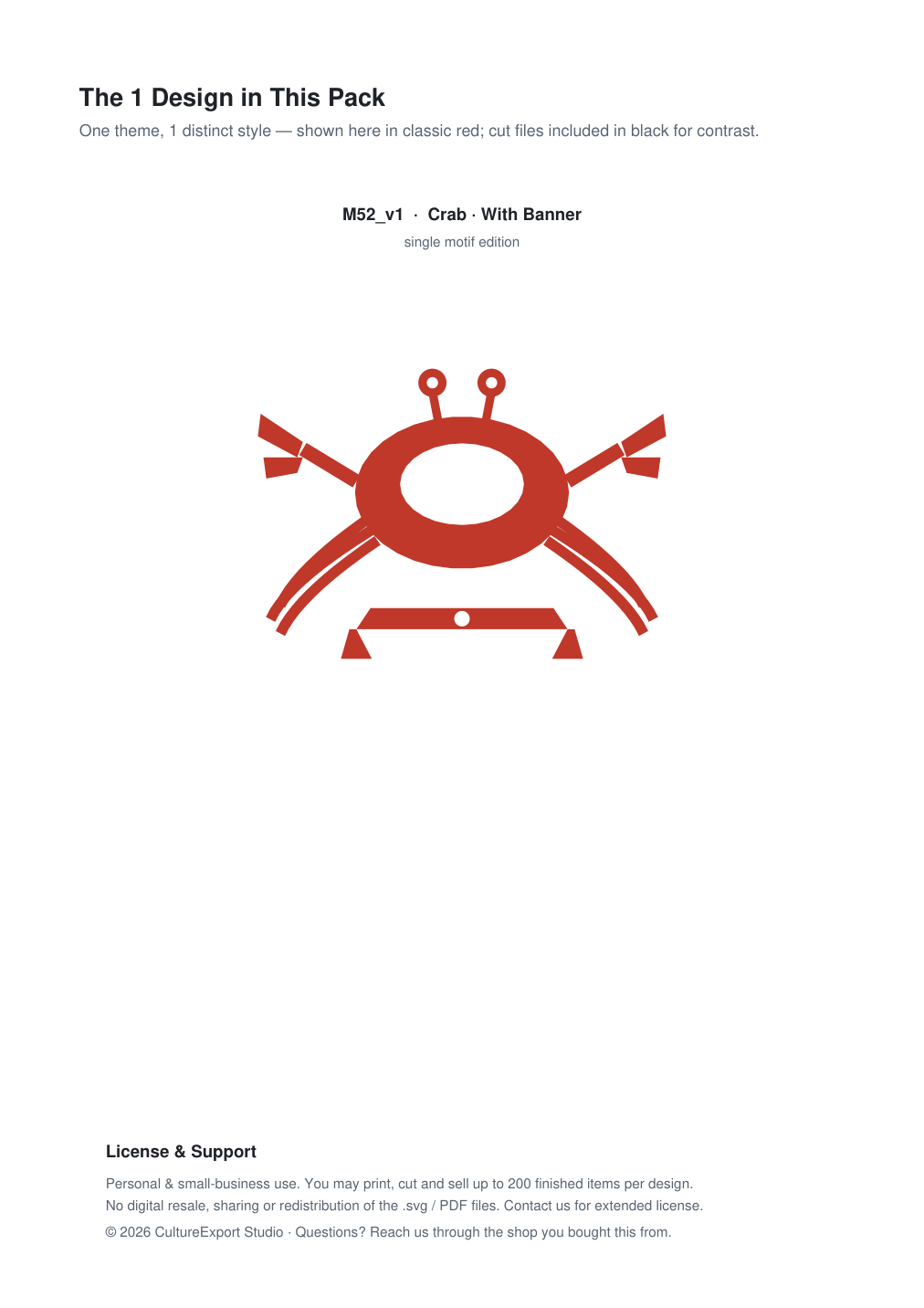 Crab Banner Paper Cut - Free SVG + PDF Pack - design