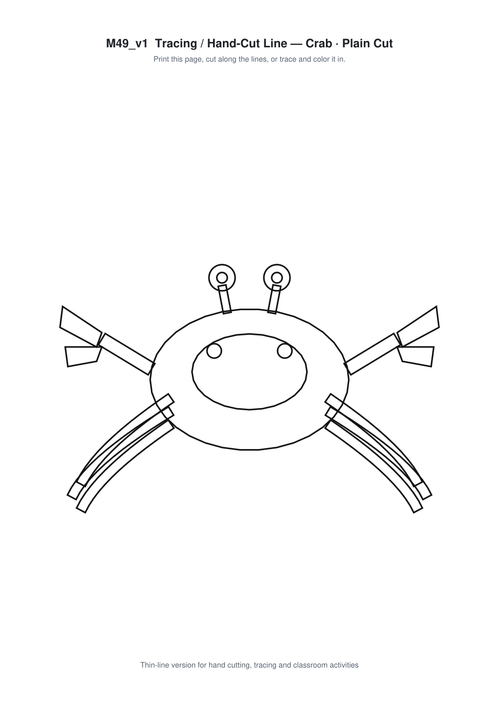 Crab Paper Cut Template - Free SVG + PDF Pack - line art