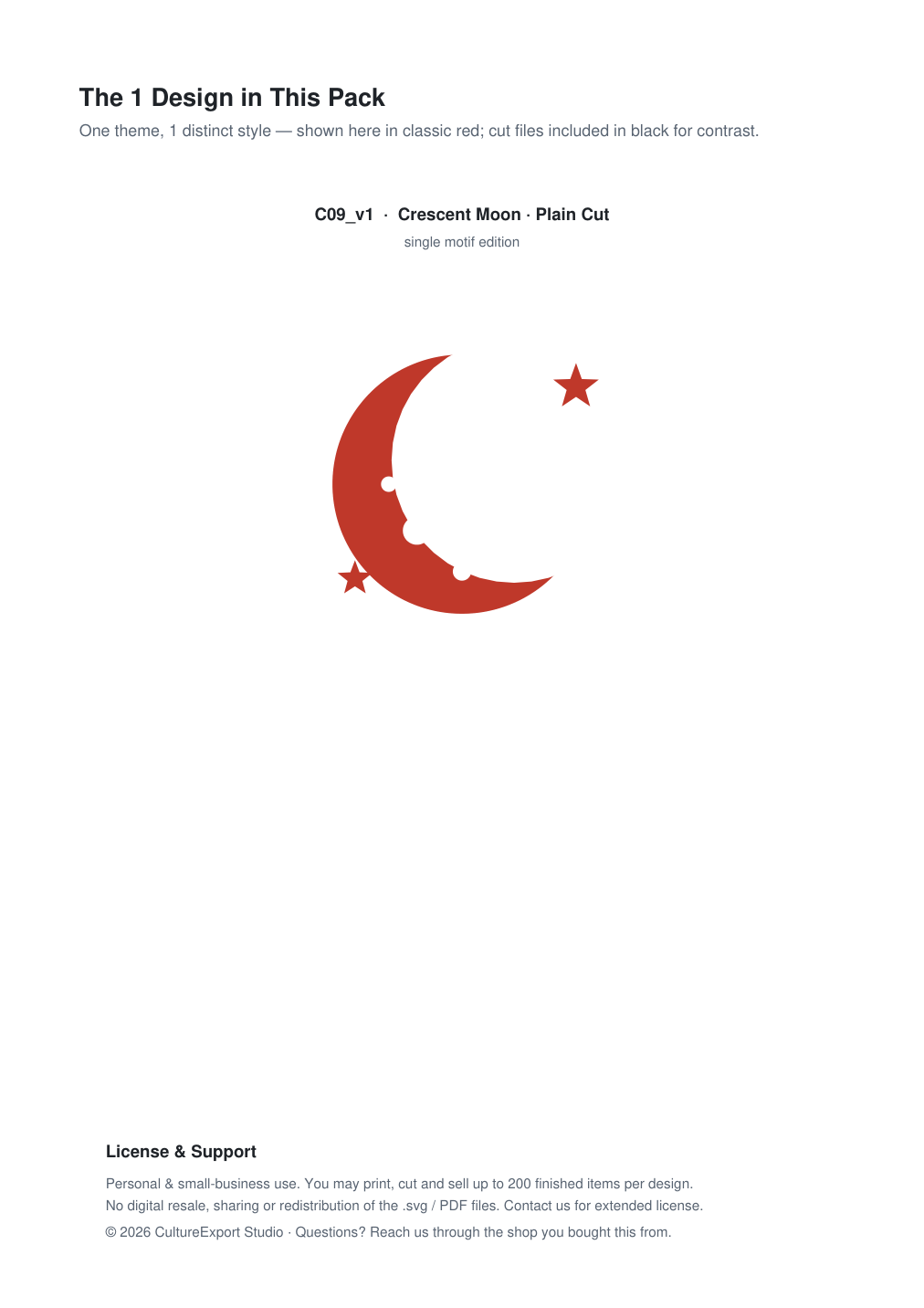 Crescent Moon Paper Cut Template - Free SVG + PDF Pack - design