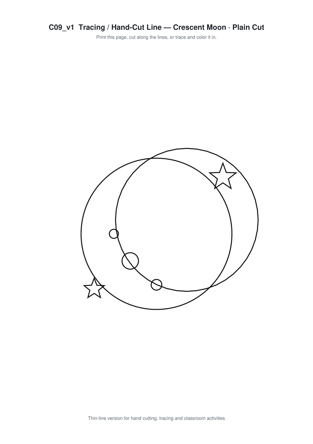 Crescent Moon Paper Cut Template - Free SVG + PDF Pack - line art