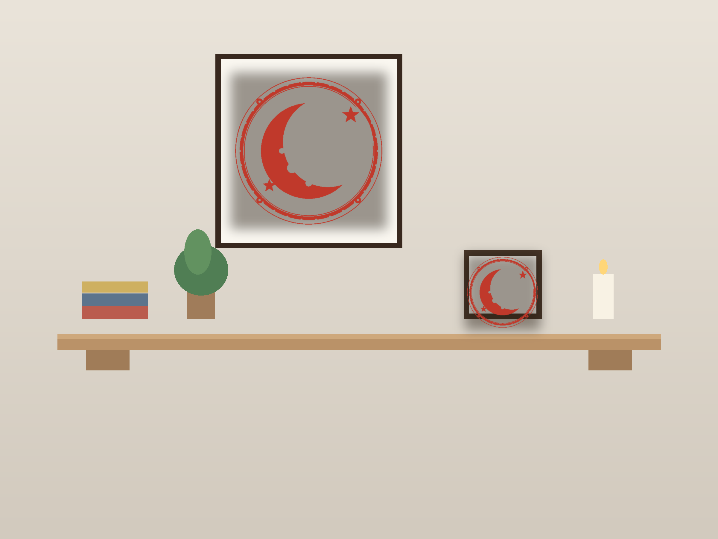 Crescent Moon Window Roundel Paper Cut - Free SVG + PDF Pack - on a desk