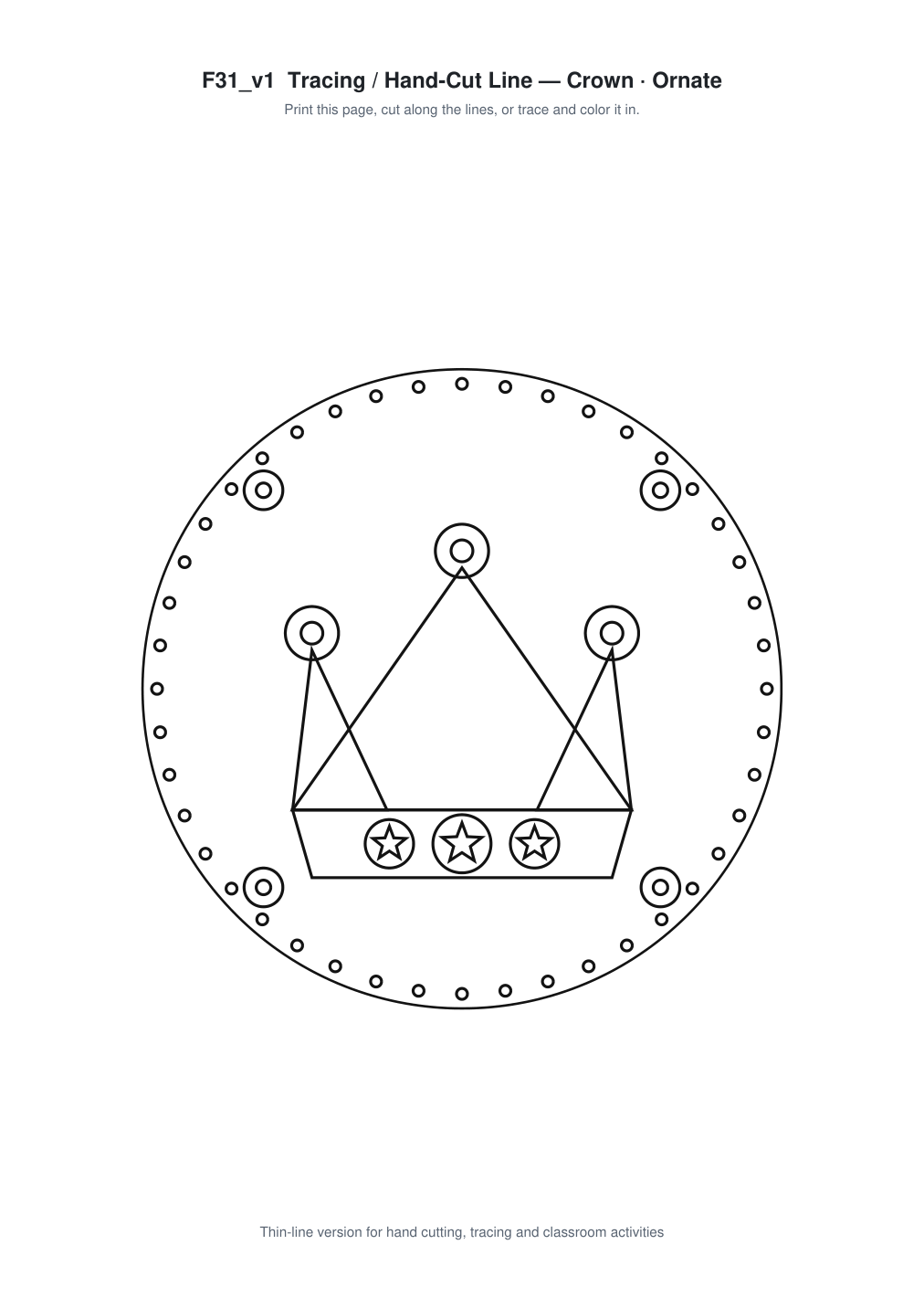 Crown Ornate Paper Cut Panel - Free SVG + PDF Pack - line art
