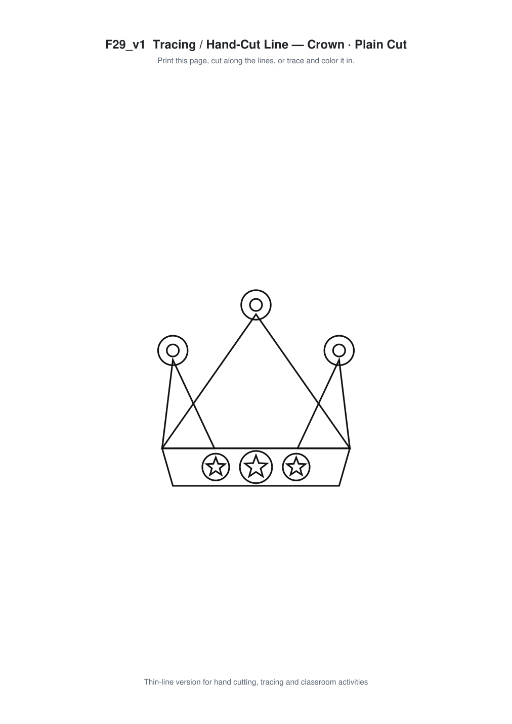 Crown Paper Cut Template - Free SVG + PDF Pack - line art