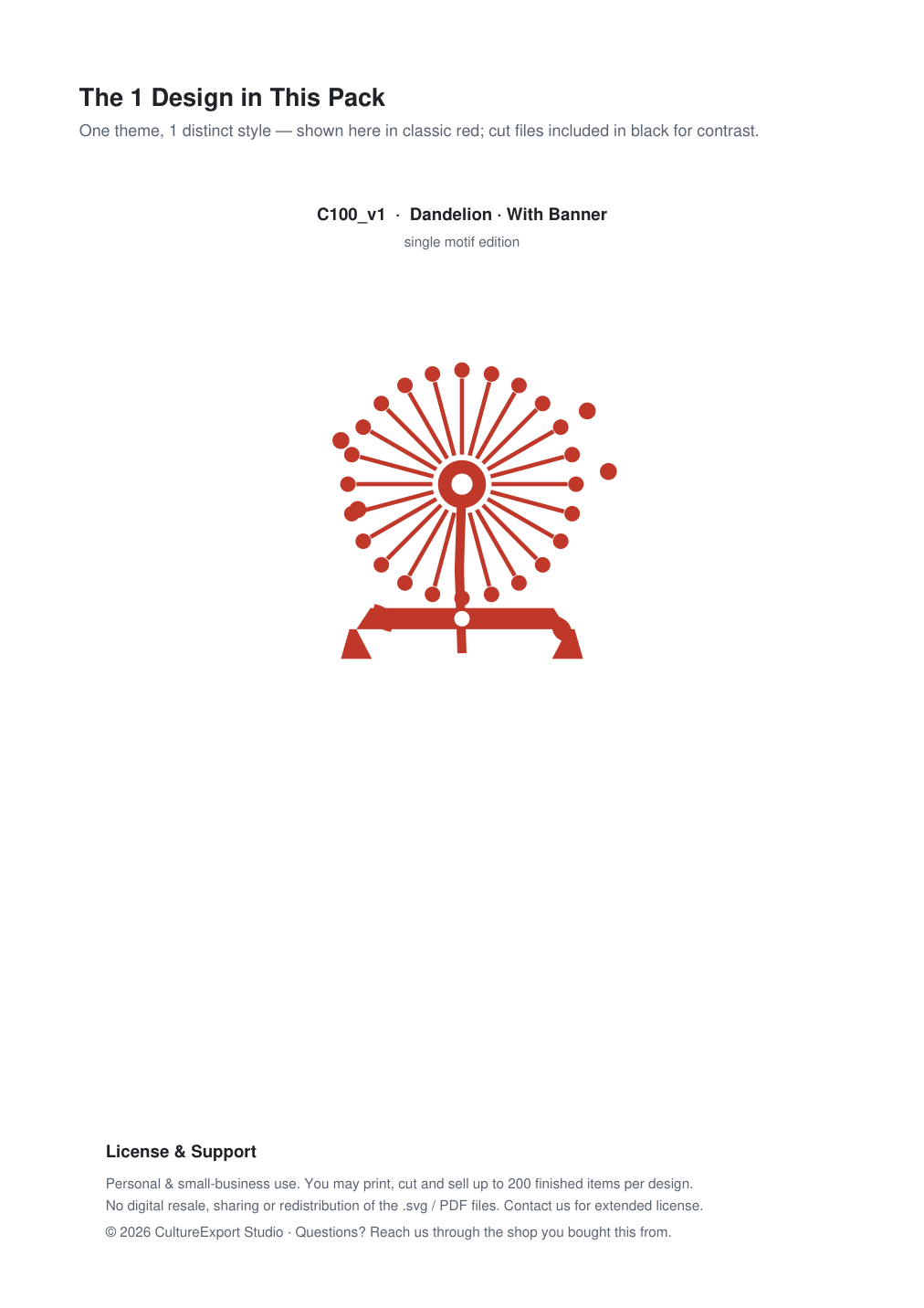 Dandelion Banner Paper Cut - Free SVG + PDF Pack - design