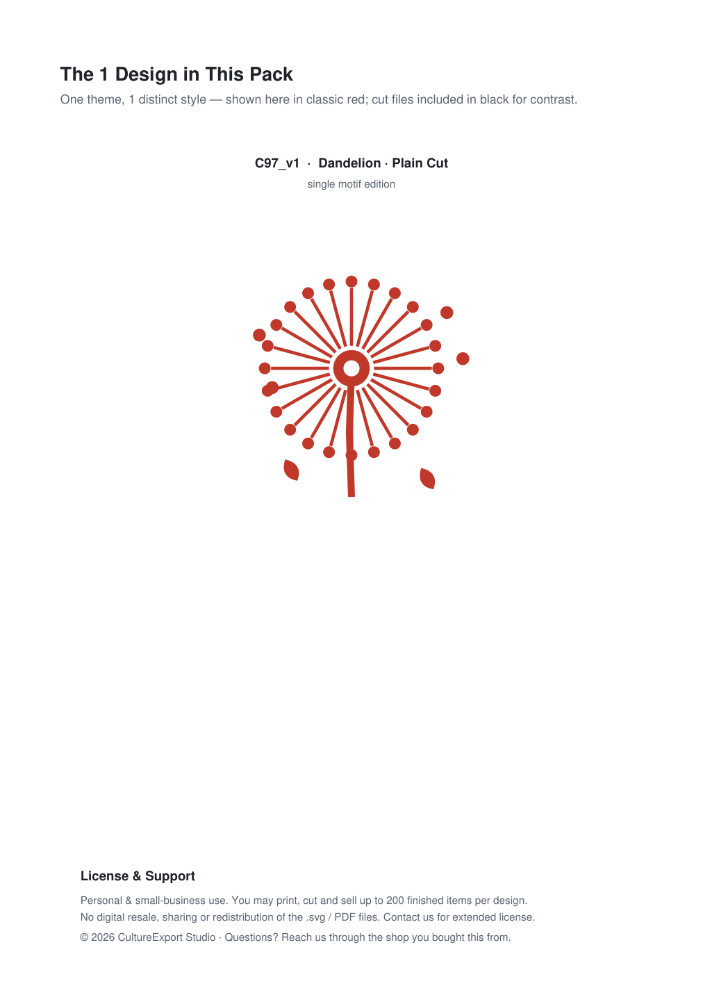 Dandelion Paper Cut Template - Free SVG + PDF Pack - design