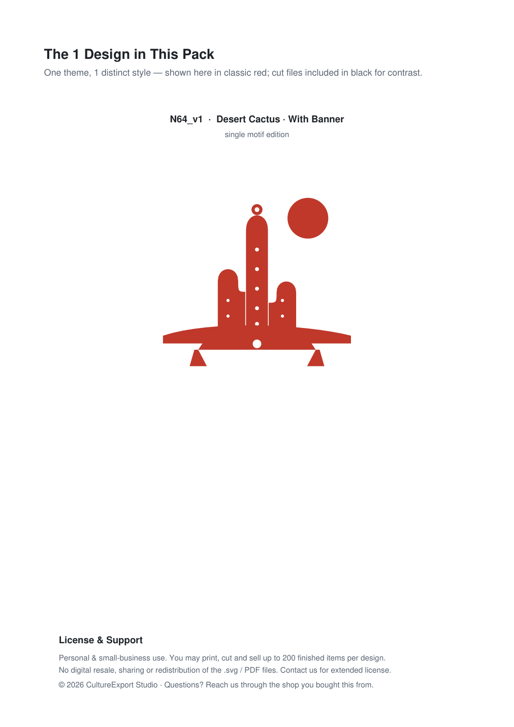 Desert Cactus Banner Paper Cut - Free SVG + PDF Pack - design