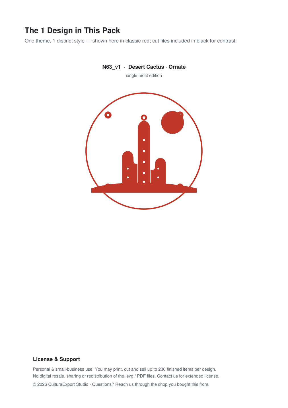 Desert Cactus Ornate Paper Cut Panel - Free SVG + PDF Pack - design