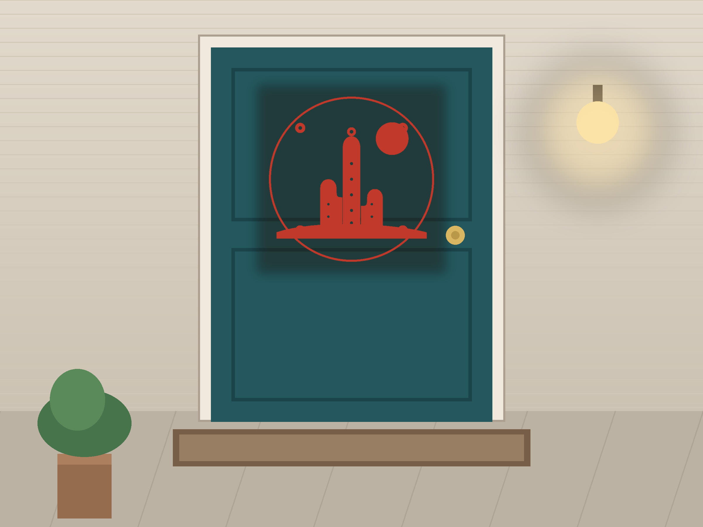 Desert Cactus Ornate Paper Cut Panel - Free SVG + PDF Pack - on a desk