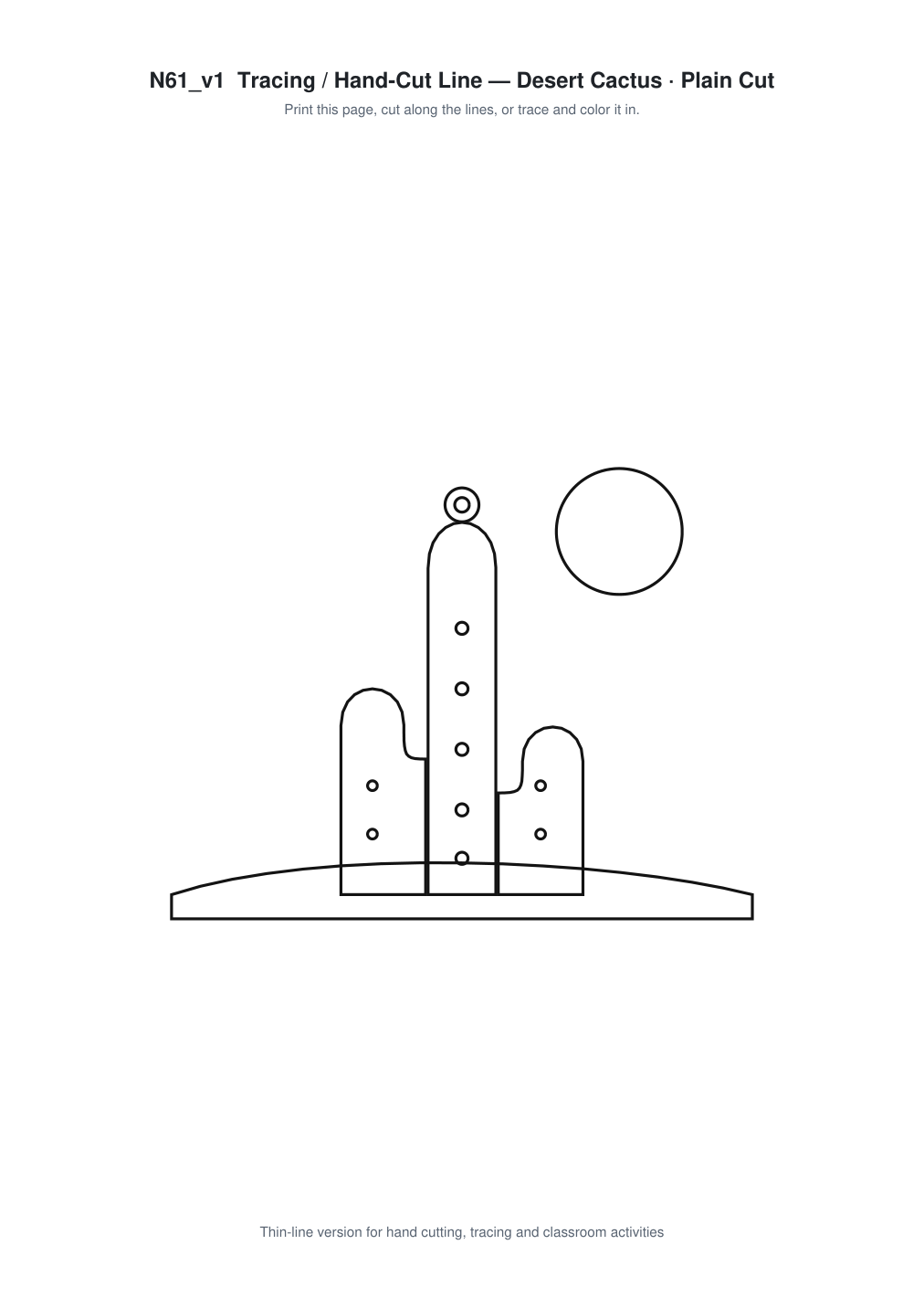 Desert Cactus Paper Cut Template - Free SVG + PDF Pack - line art