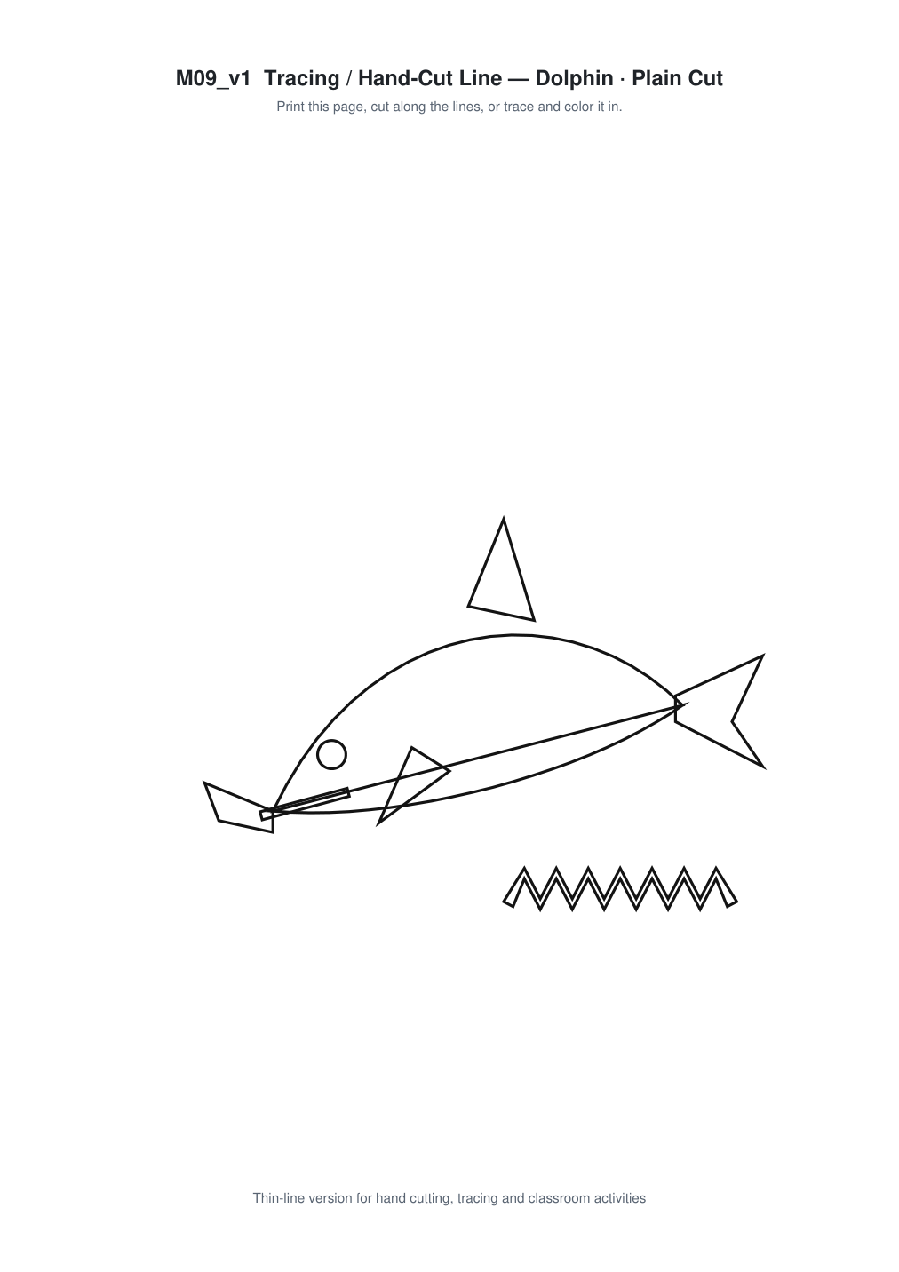 Dolphin Paper Cut Template - Free SVG + PDF Pack - line art