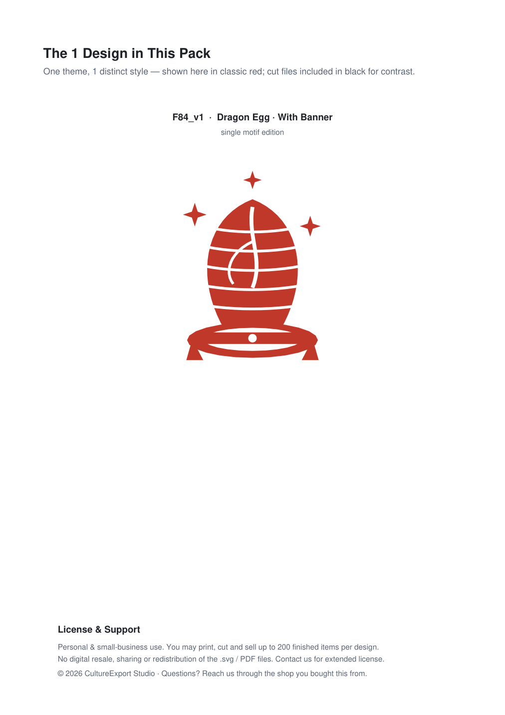Dragon Egg Banner Paper Cut - Free SVG + PDF Pack - design