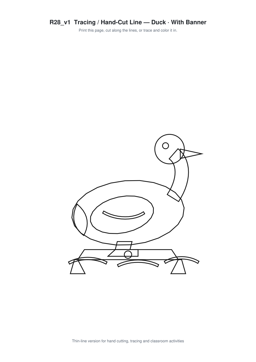Duck Banner Paper Cut - Free SVG + PDF Pack - line art