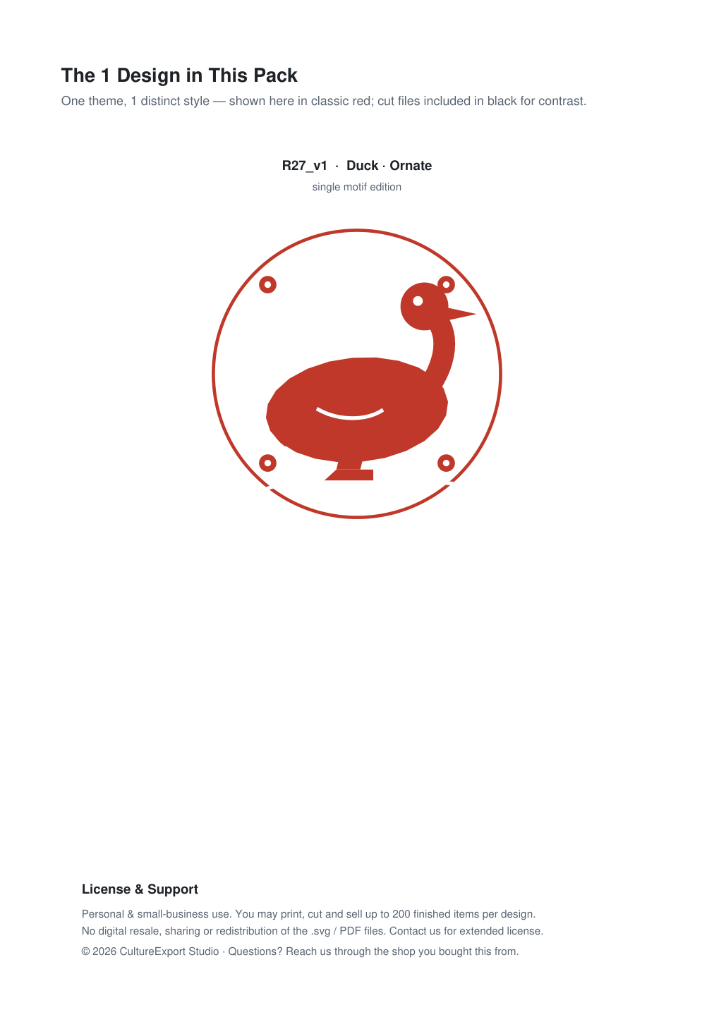 Duck Ornate Paper Cut Panel - Free SVG + PDF Pack - design