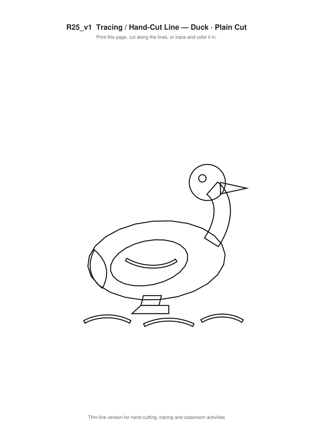 Duck Paper Cut Template - Free SVG + PDF Pack - line art