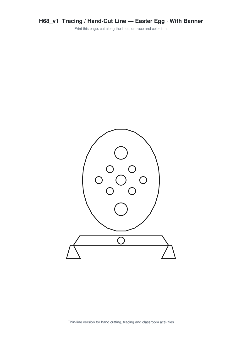 Easter Egg Banner Paper Cut - Free SVG + PDF Pack - line art
