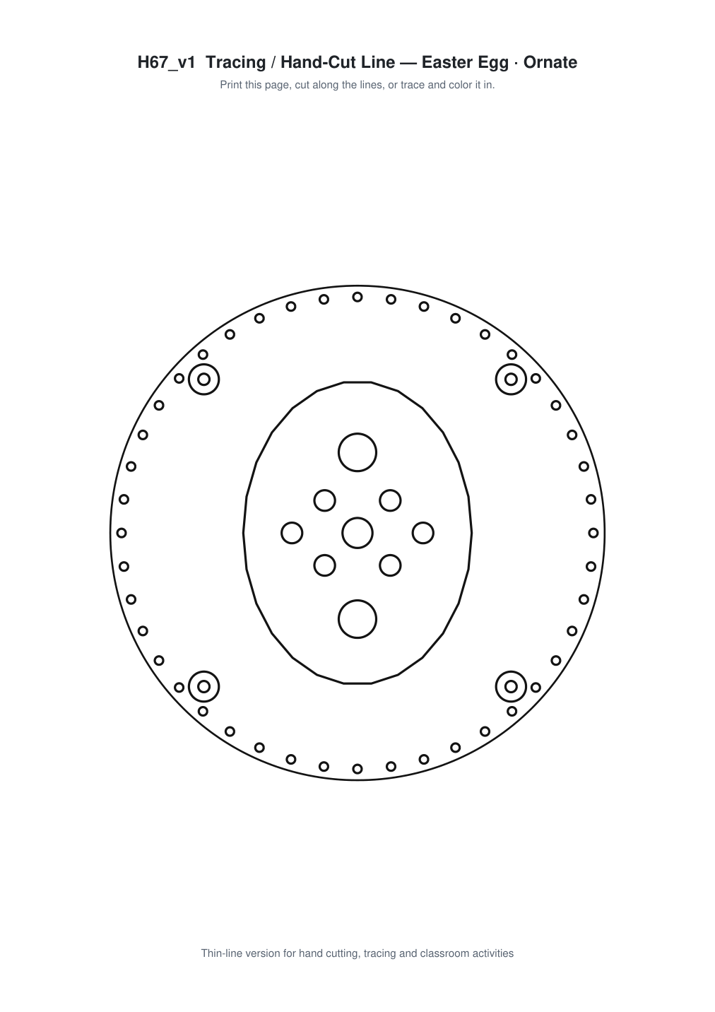 Easter Egg Ornate Paper Cut Panel - Free SVG + PDF Pack - line art