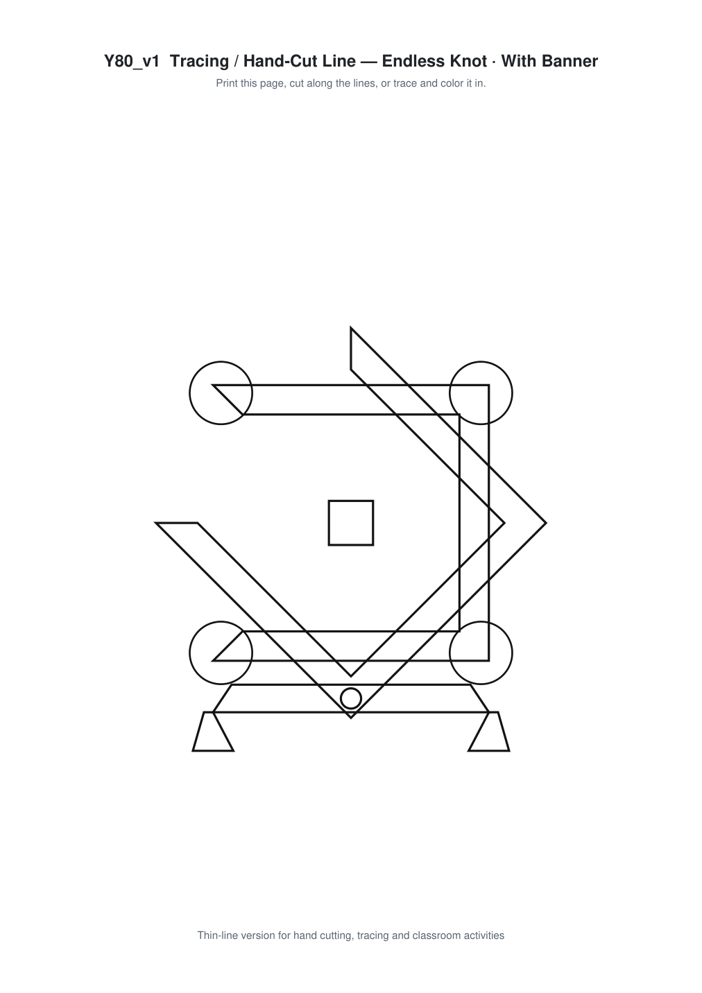 Endless Knot Banner Paper Cut - Free SVG + PDF Pack - line art