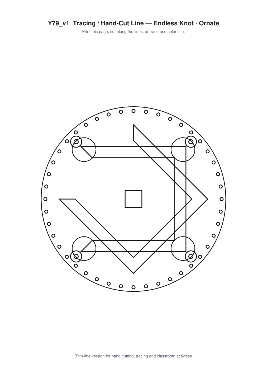 Endless Knot Ornate Paper Cut Panel - Free SVG + PDF Pack - line art
