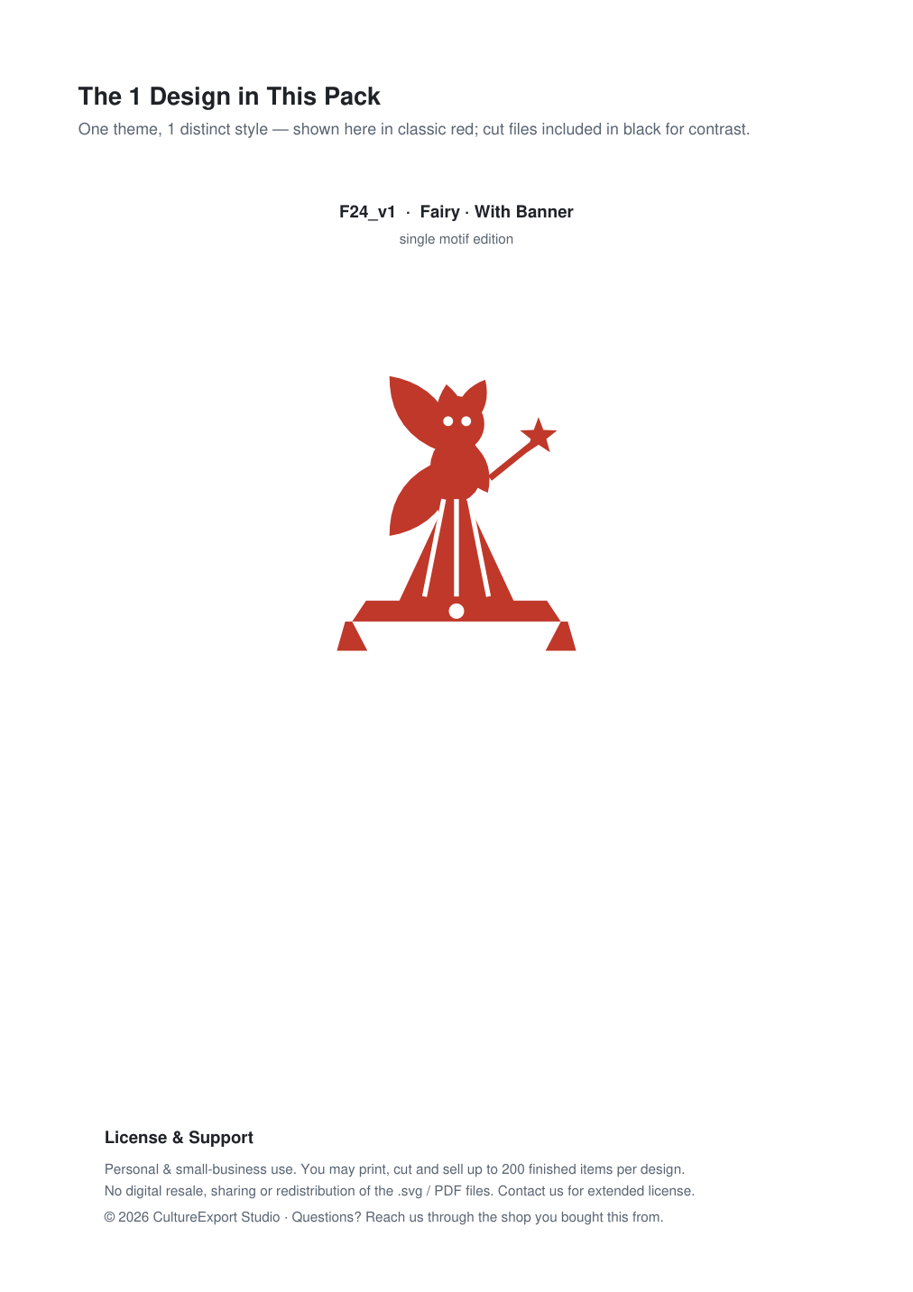 Fairy Banner Paper Cut - Free SVG + PDF Pack - design