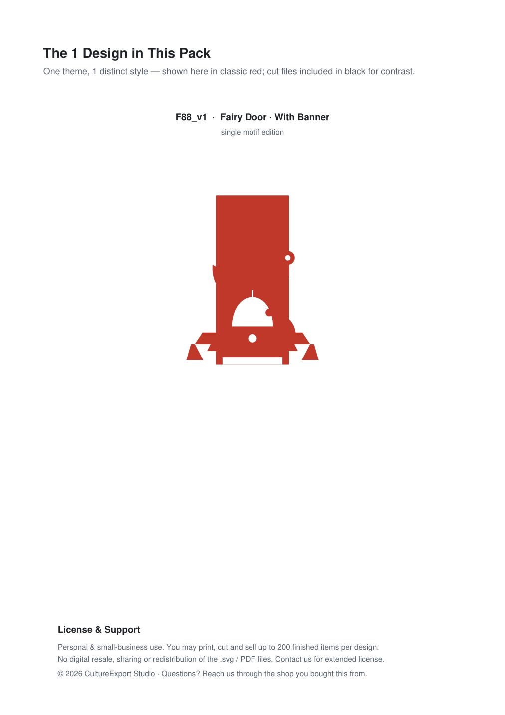 Fairy Door Banner Paper Cut - Free SVG + PDF Pack - design