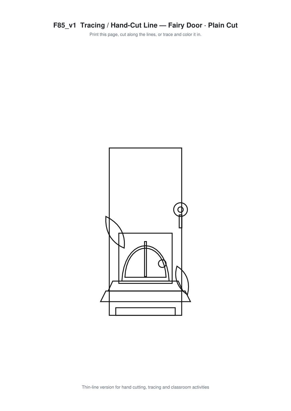 Fairy Door Paper Cut Template - Free SVG + PDF Pack - line art