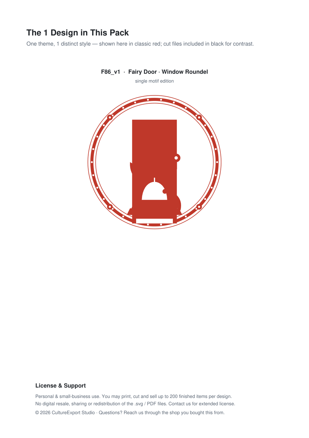 Fairy Door Window Roundel Paper Cut - Free SVG + PDF Pack - design