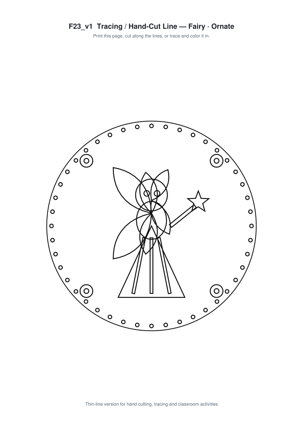 Fairy Ornate Paper Cut Panel - Free SVG + PDF Pack - line art