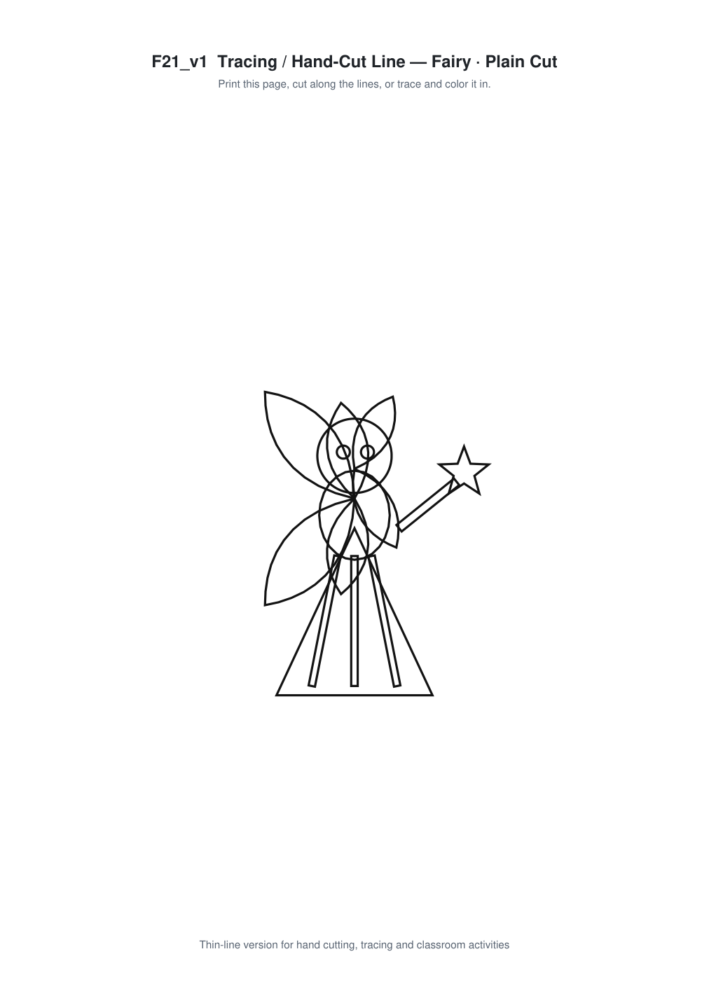 Fairy Paper Cut Template - Free SVG + PDF Pack - line art