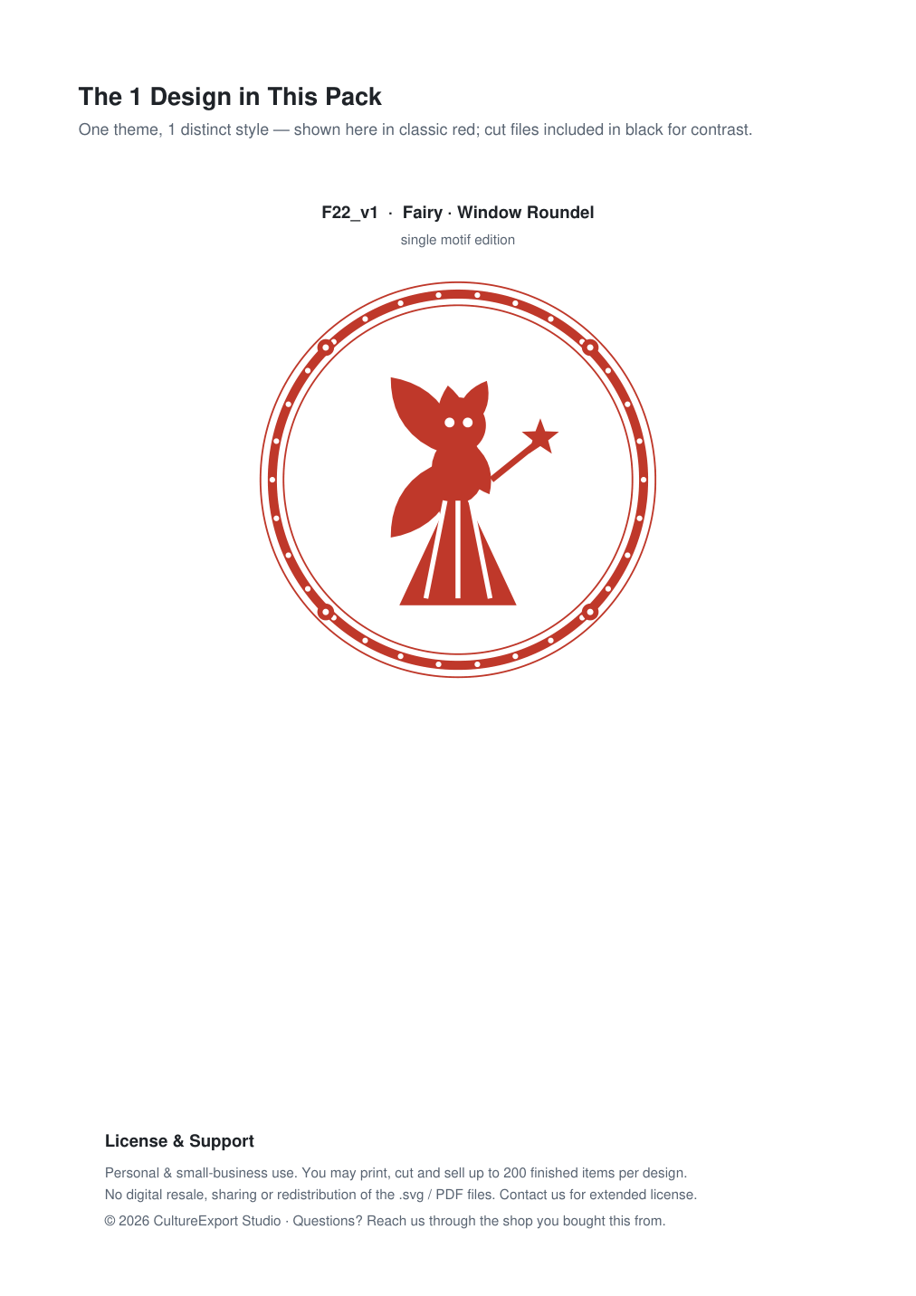 Fairy Window Roundel Paper Cut - Free SVG + PDF Pack - design