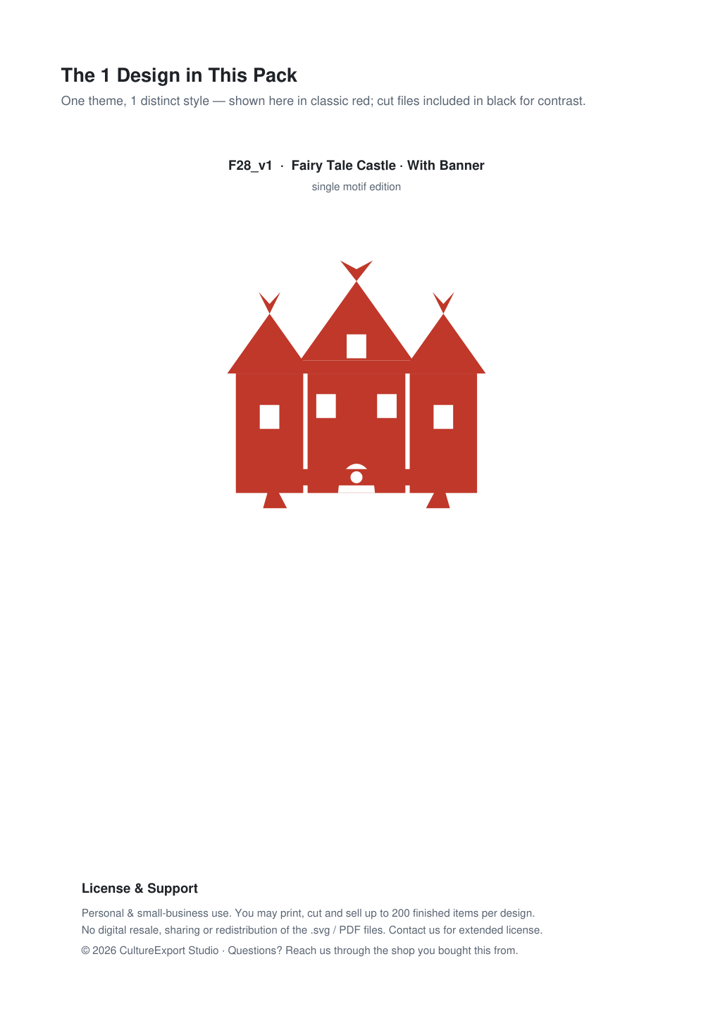 Fairy Tale Castle Banner Paper Cut - Free SVG + PDF Pack - design