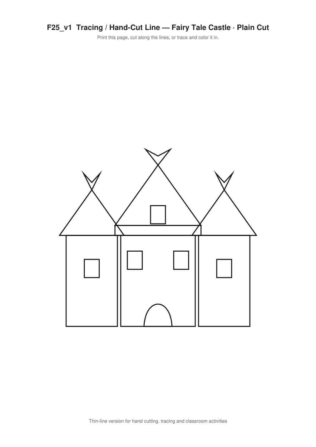Fairy Tale Castle Paper Cut Template - Free SVG + PDF Pack - line art