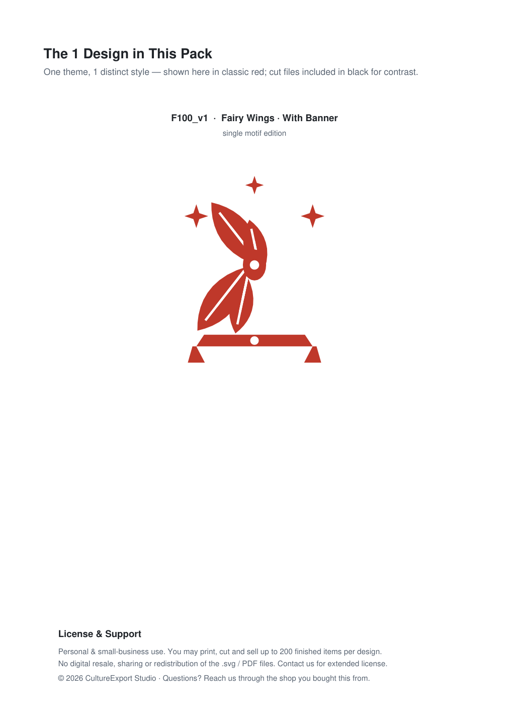 Fairy Wings Banner Paper Cut - Free SVG + PDF Pack - design
