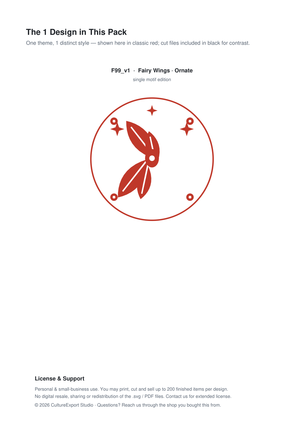 Fairy Wings Ornate Paper Cut Panel - Free SVG + PDF Pack - design