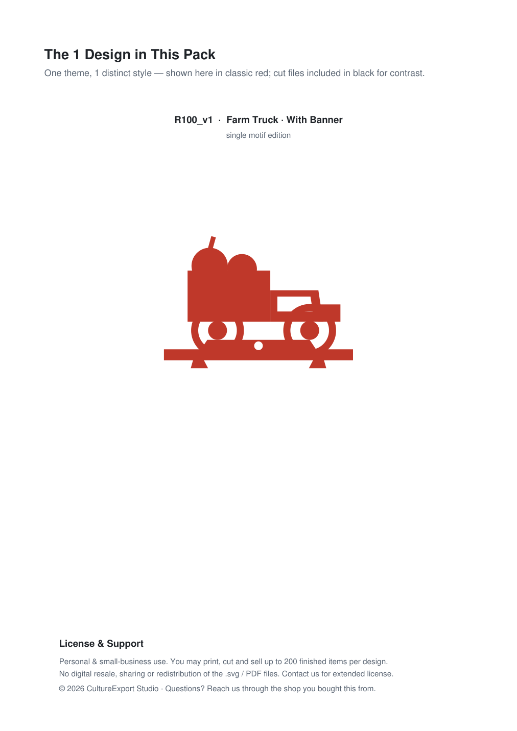 Farm Truck Banner Paper Cut - Free SVG + PDF Pack - design