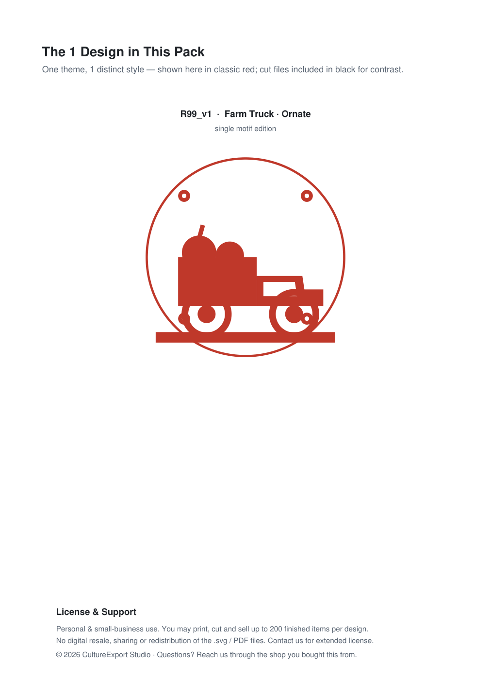 Farm Truck Ornate Paper Cut Panel - Free SVG + PDF Pack - design
