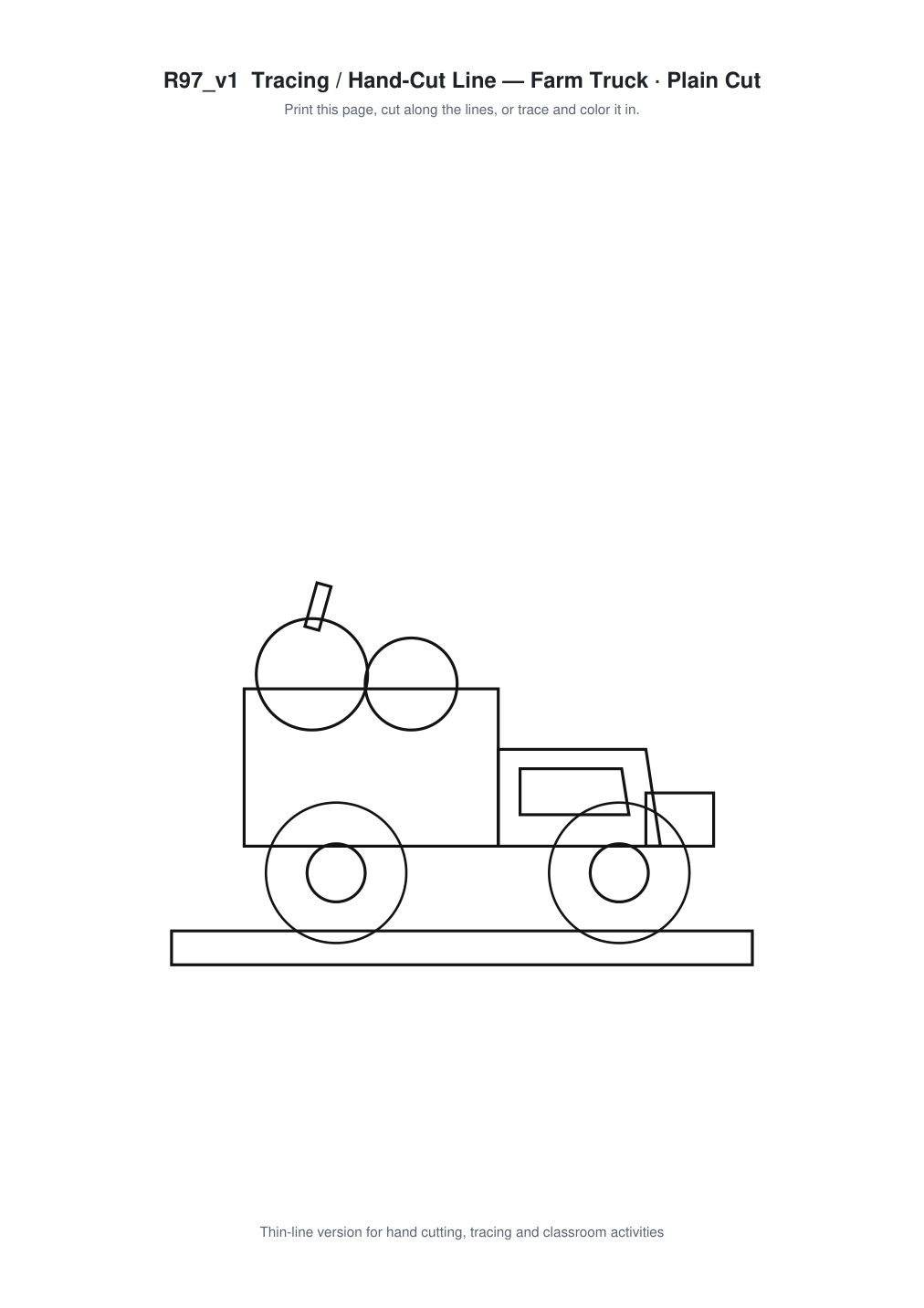 Farm Truck Paper Cut Template - Free SVG + PDF Pack - line art