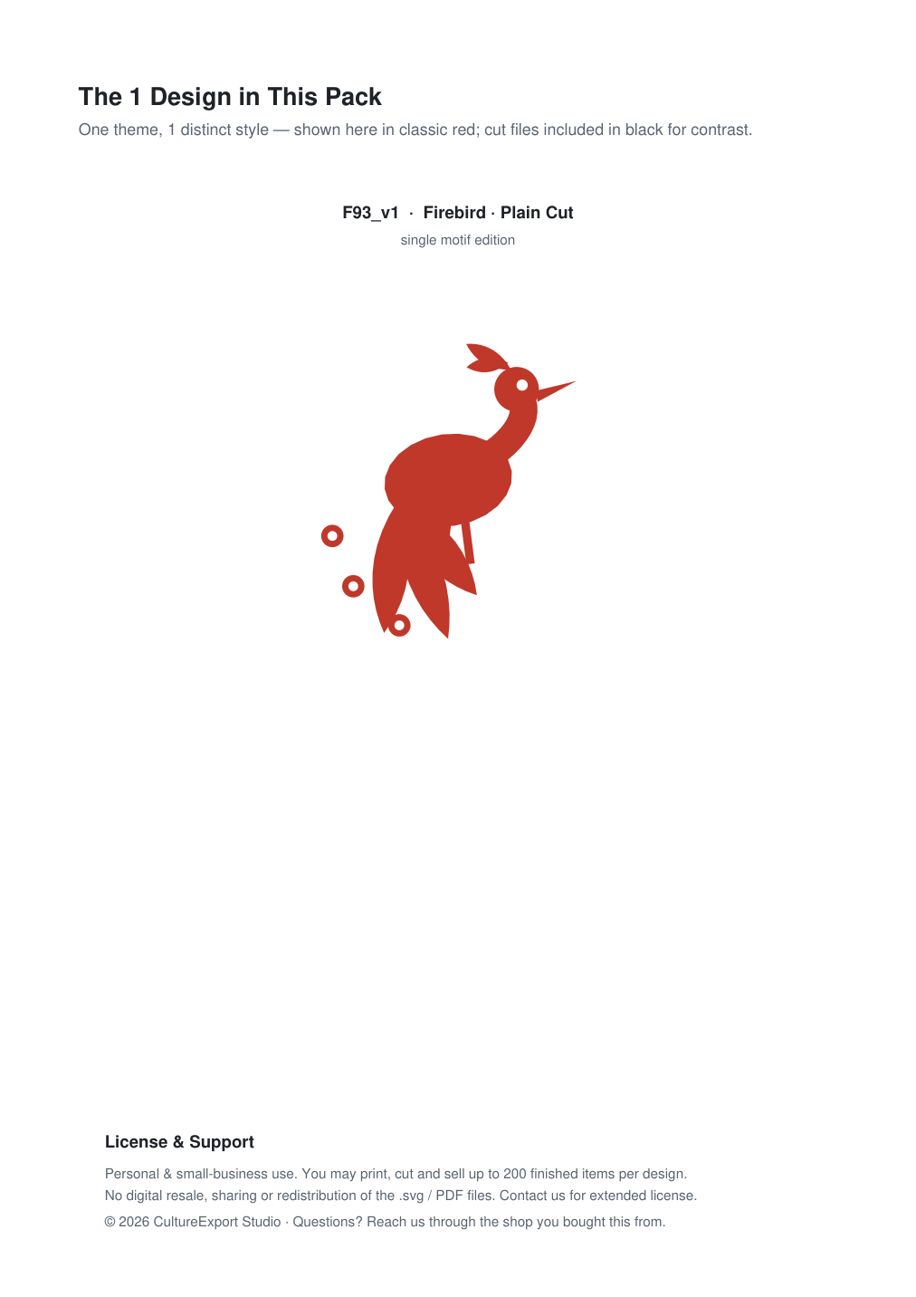 Firebird Paper Cut Template - Free SVG + PDF Pack - design