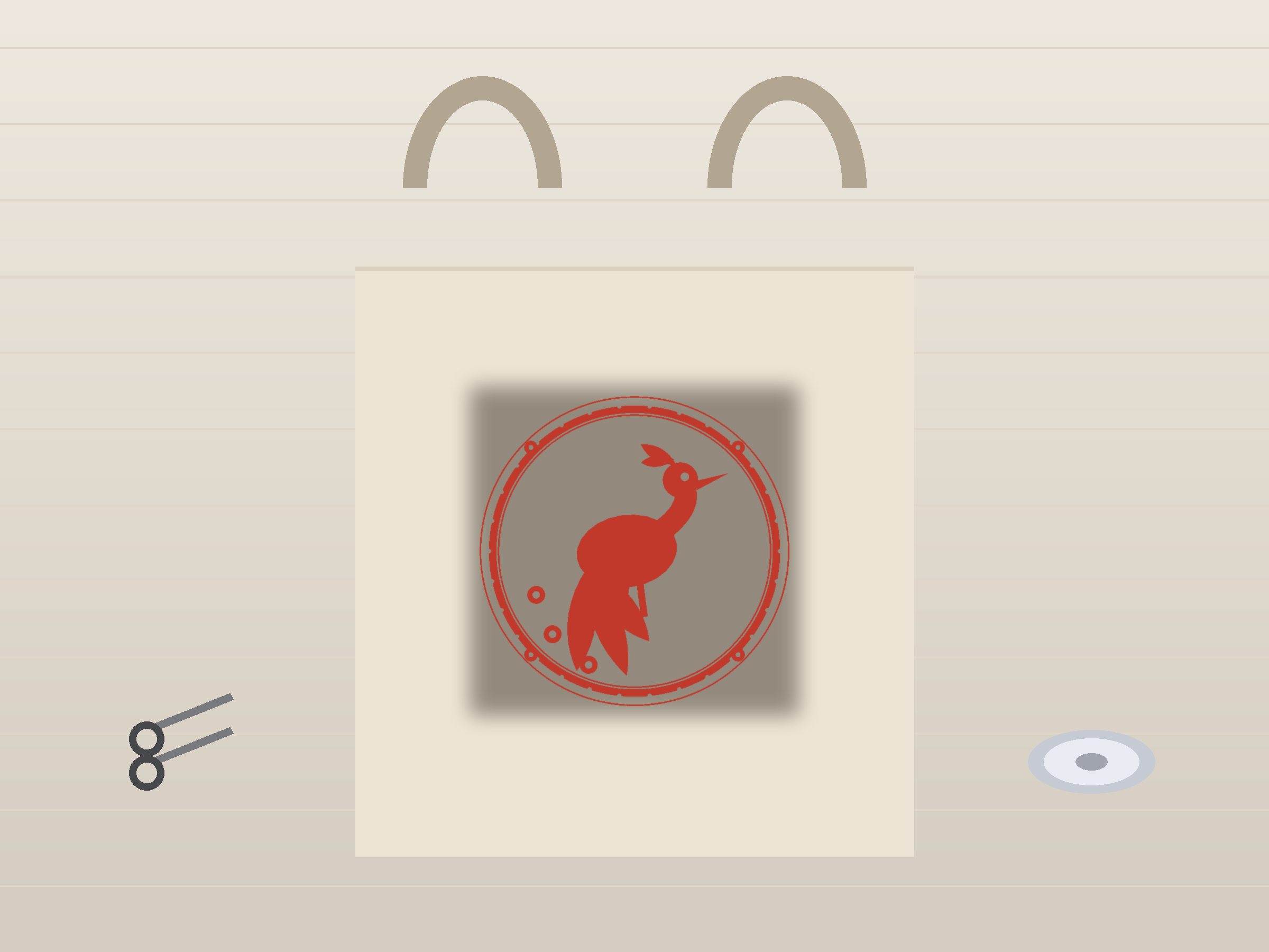 Firebird Window Roundel Paper Cut - Free SVG + PDF Pack - on a desk