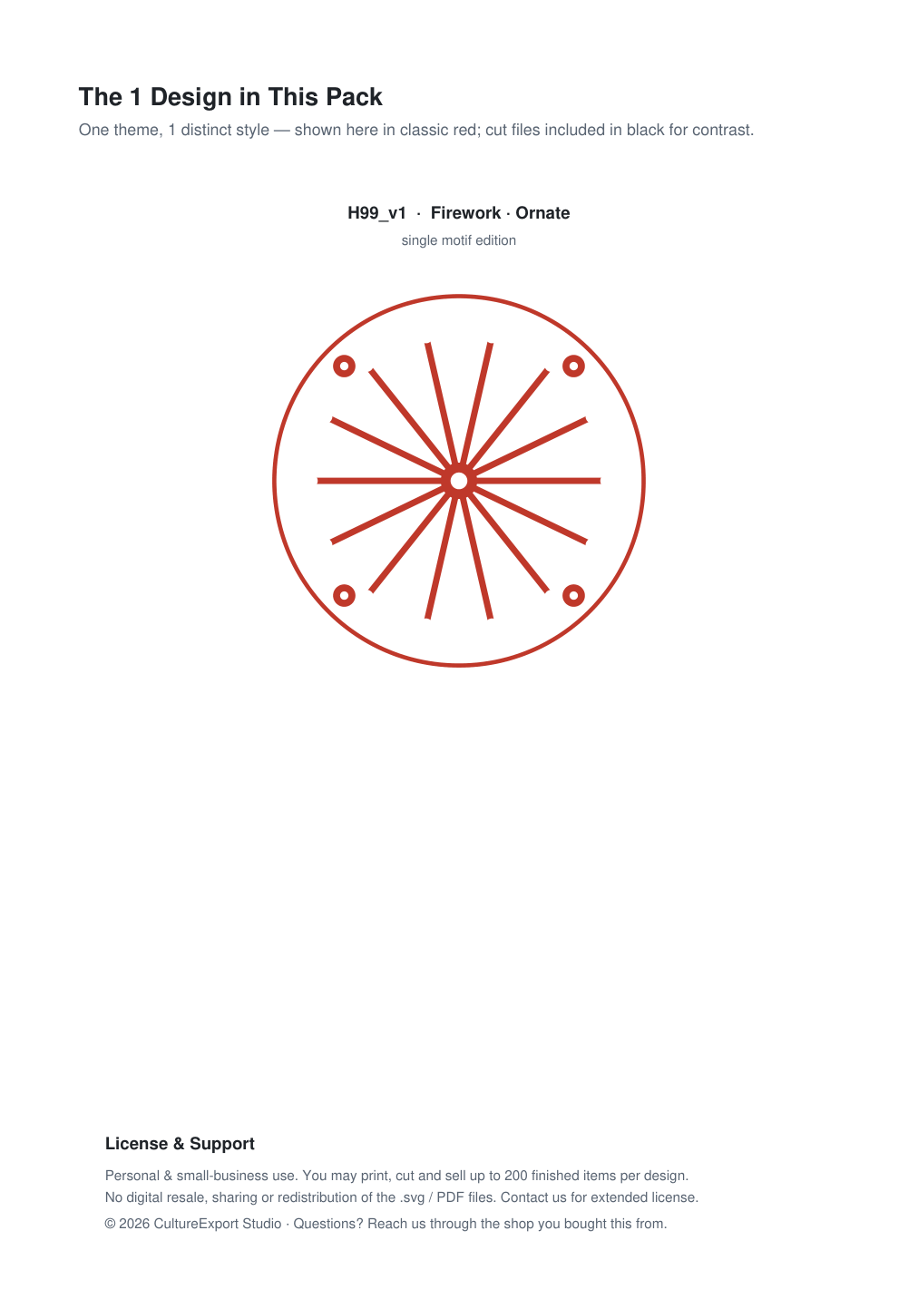 Firework Ornate Paper Cut Panel - Free SVG + PDF Pack - design
