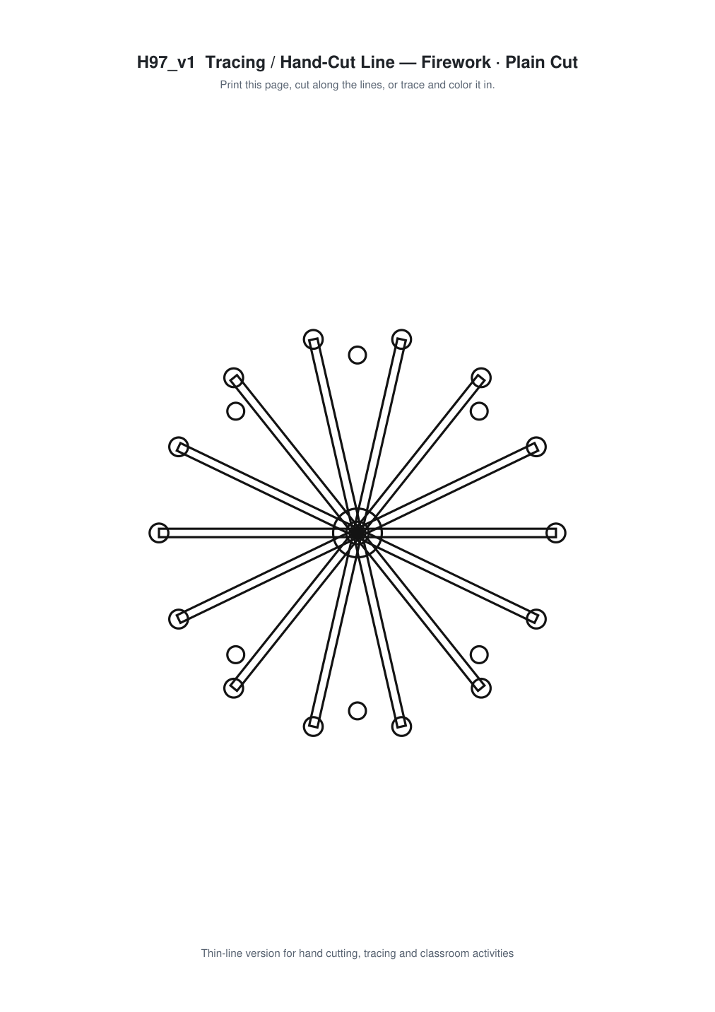 Firework Paper Cut Template - Free SVG + PDF Pack - line art