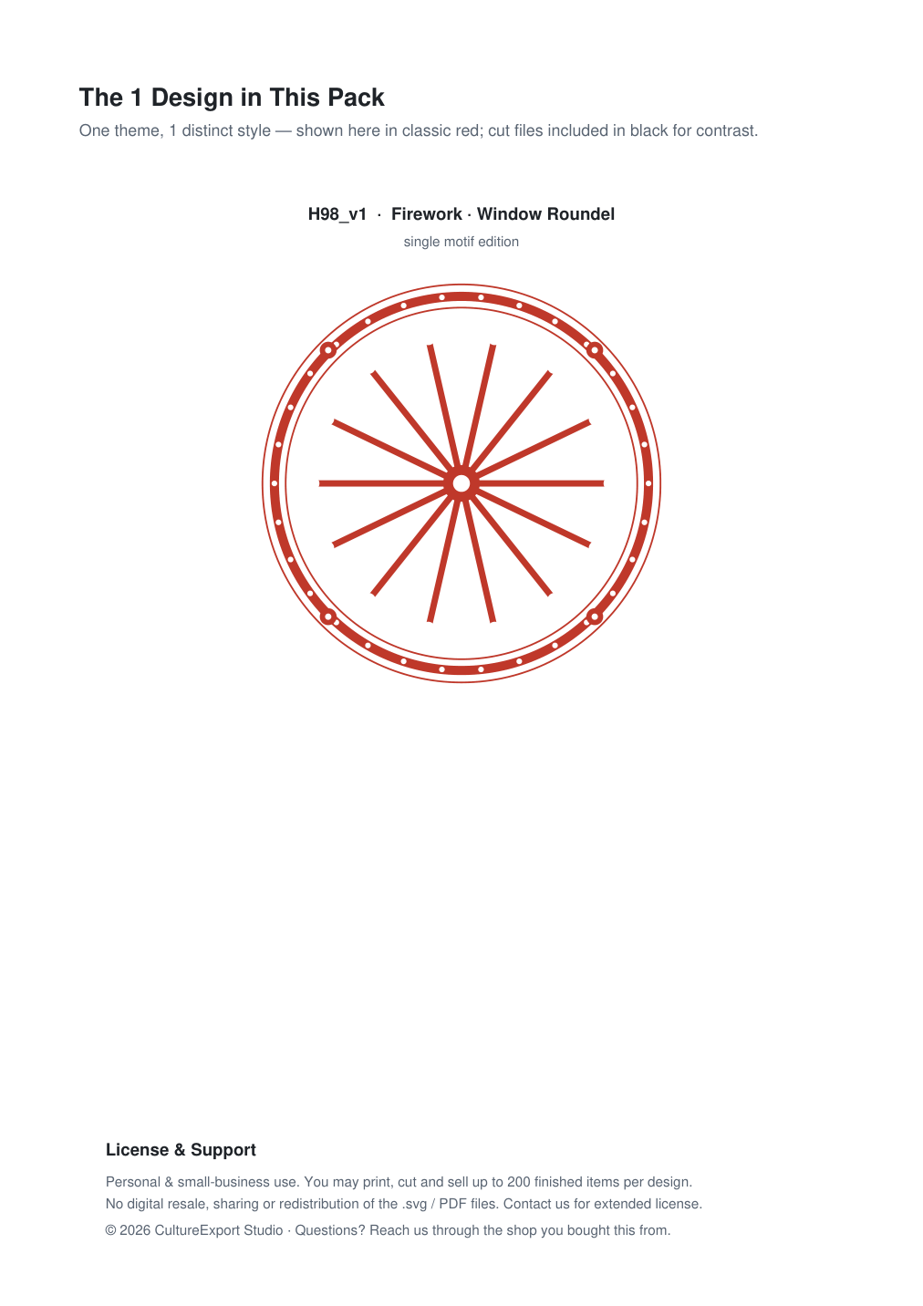 Firework Window Roundel Paper Cut - Free SVG + PDF Pack - design