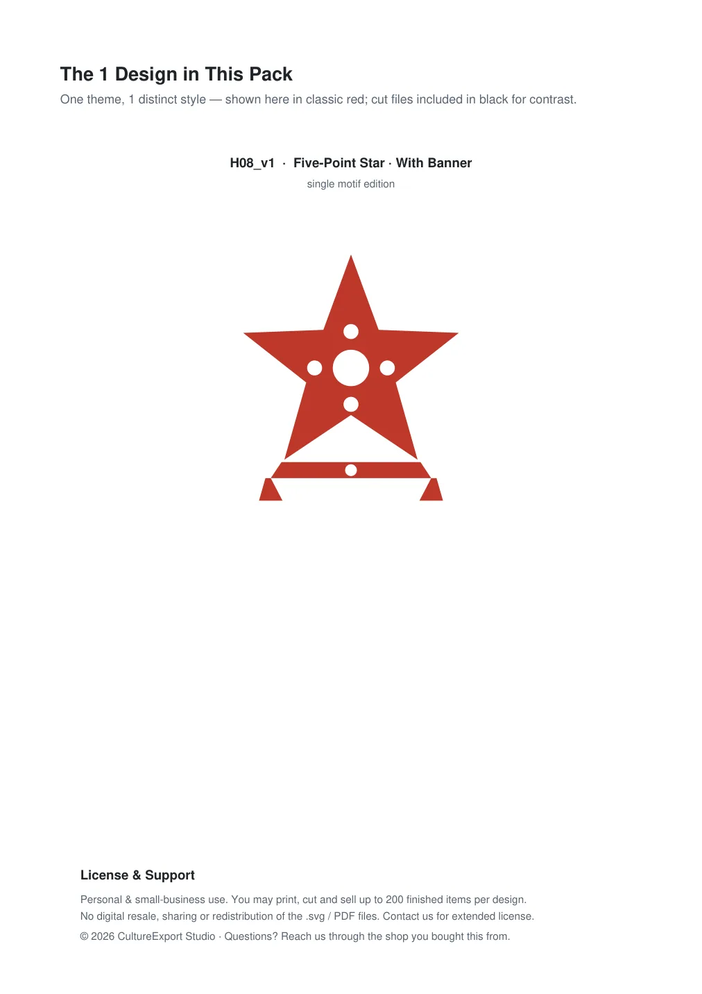 Five Point Star Banner Paper Cut - Free SVG + PDF Pack - design