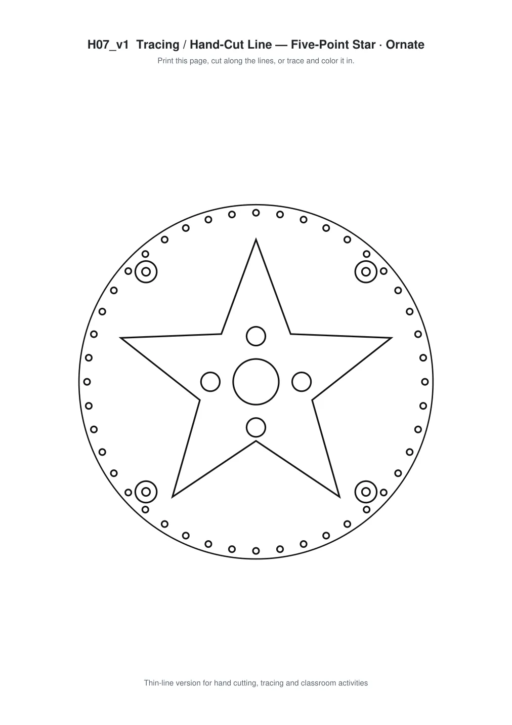 Five Point Star Ornate Paper Cut Panel - Free SVG + PDF Pack - line art