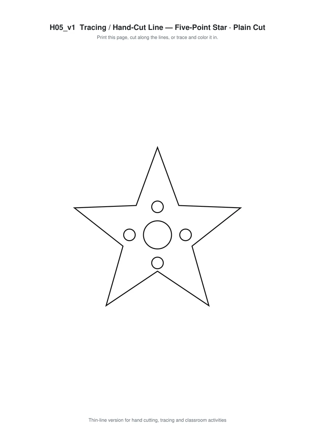 Five Point Star Paper Cut Template - Free SVG + PDF Pack - line art