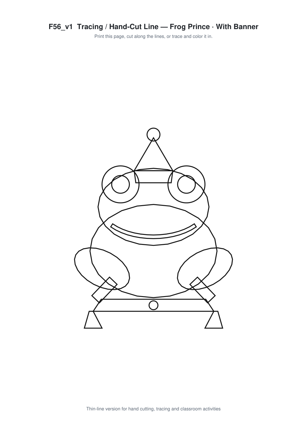 Frog Prince Banner Paper Cut - Free SVG + PDF Pack - line art