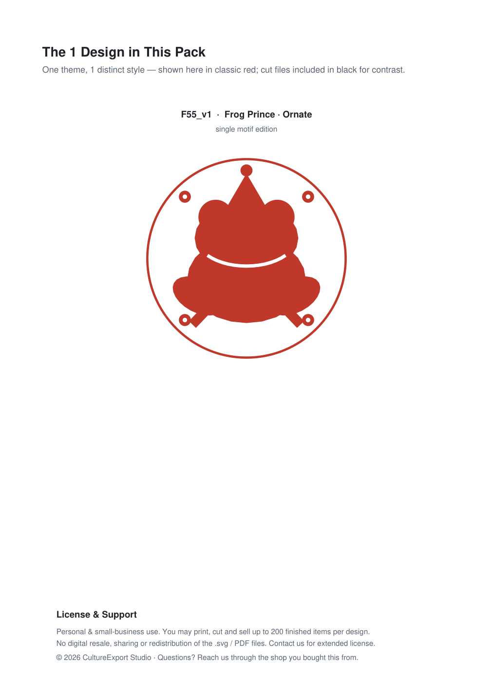 Frog Prince Ornate Paper Cut Panel - Free SVG + PDF Pack - design