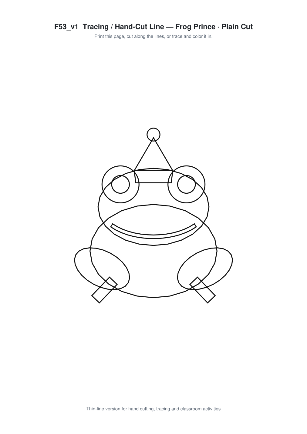 Frog Prince Paper Cut Template - Free SVG + PDF Pack - line art