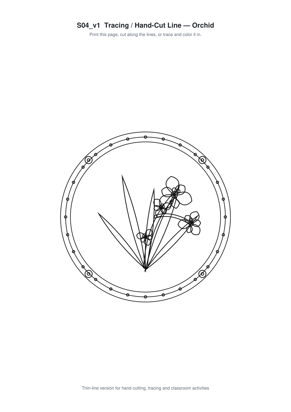 Fruit Blossom Branch Roundels Banner Paper Cut - Free SVG + PDF Pack - line art