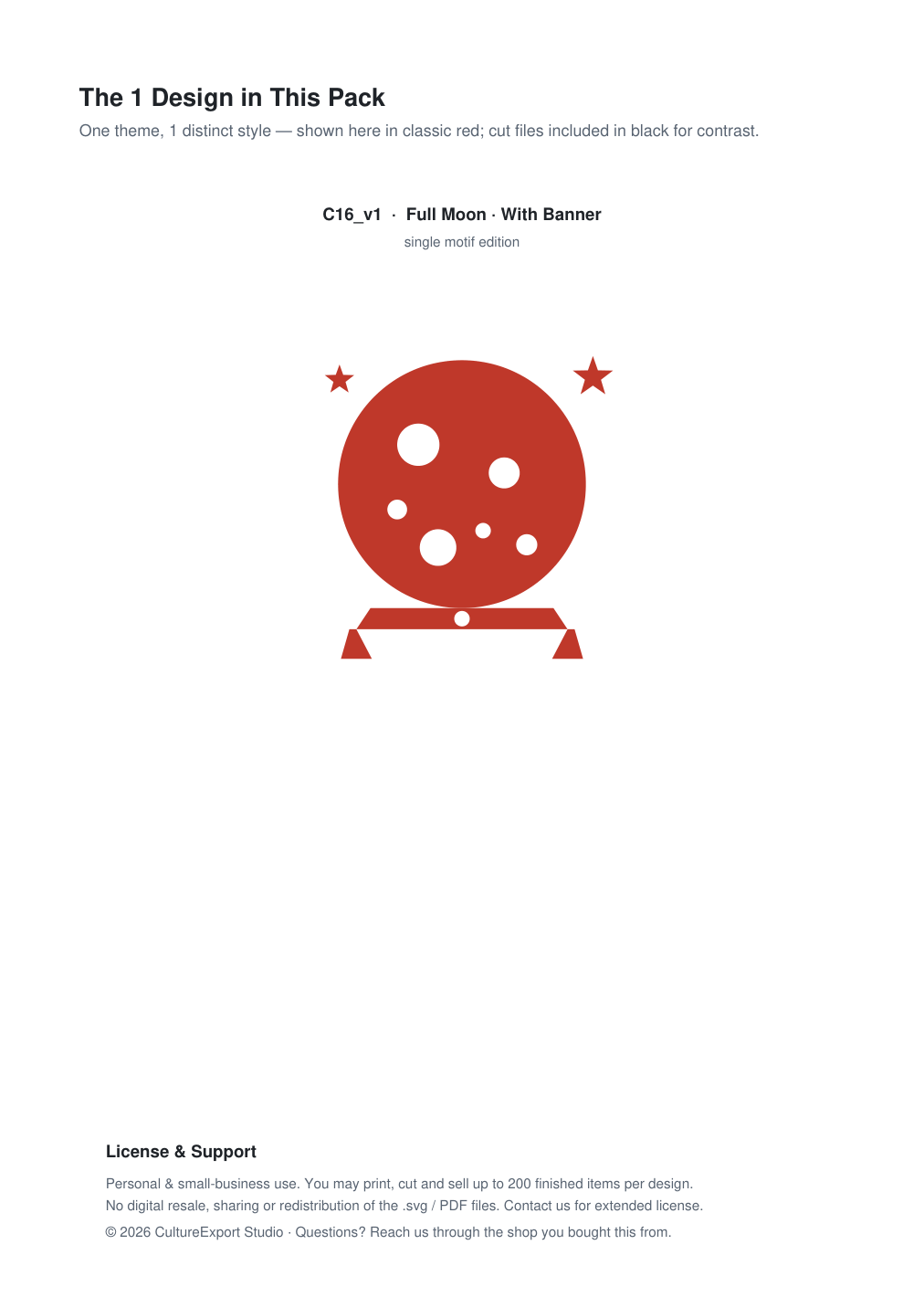 Full Moon Banner Paper Cut - Free SVG + PDF Pack - design