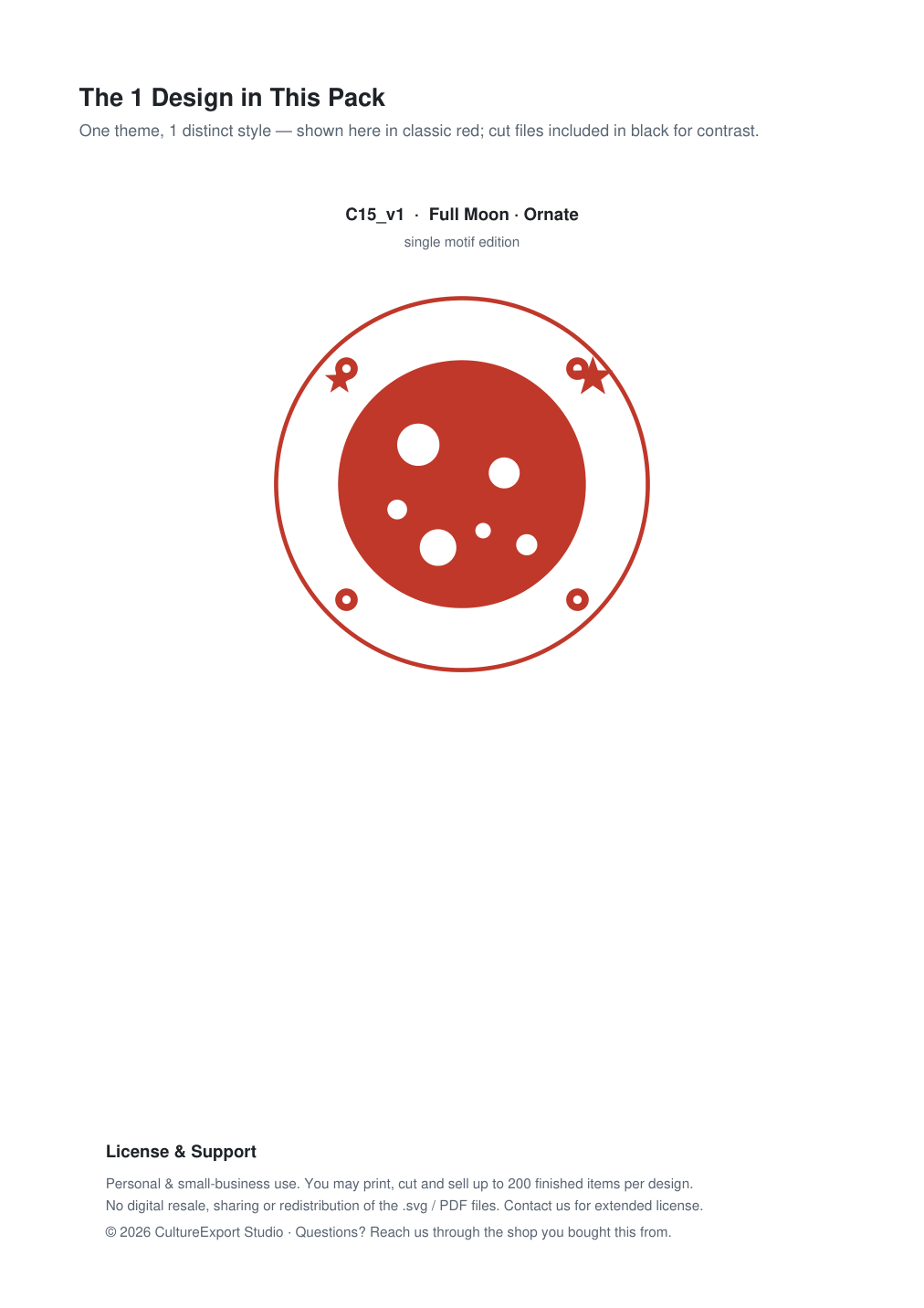 Full Moon Ornate Paper Cut Panel - Free SVG + PDF Pack - design